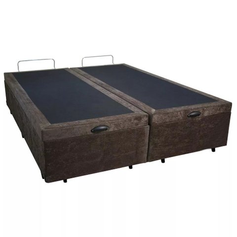 Base Box Bau Casal Bipartido Premium Santo Box Suede 47x138x188:marrom