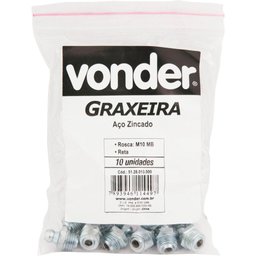 Graxeira reta 1/4'' unf 28 fpp com 10 peças - Vonder - 2