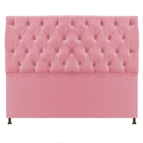 Cabeceira Sofia 140 Cm Casal Suede Rosa Bebê