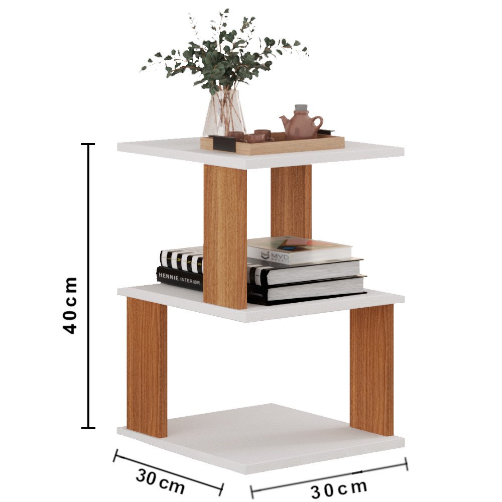 Mesa de Centro Sala MDF Mesinha Auxiliar Madeira MVD Moveis - 3