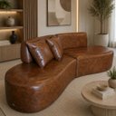 Ver imagem 1 de Sofá 200cm Luxo Sala Virginia 2 Lugares Corino Modena: Whisky