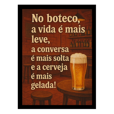 Quadro Decorativo de Boteco "no Boteco a Vida É Mais Leve.."