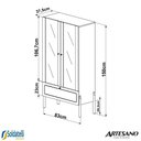 Ver imagem 6 de Cristaleira Bar Oslo 2 Portas 1 Gaveta 83cm Palinha Hanover ou Nero Base Madeira - Artesano