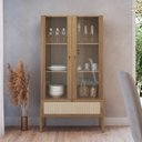 Ver imagem 1 de Cristaleira Bar Oslo 2 Portas 1 Gaveta 83cm Palinha Hanover ou Nero Base Madeira - Artesano