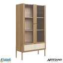 Ver imagem 4 de Cristaleira Bar Oslo 2 Portas 1 Gaveta 83cm Palinha Hanover ou Nero Base Madeira - Artesano