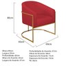 Poltrona Decorativa Sala de Estar Recepção Luiza Base de Ferro Dourado Suede Vermelho - ADJ Decor - 3