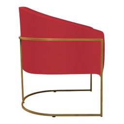 Poltrona Decorativa Sala de Estar Recepção Luiza Base de Ferro Dourado Suede Vermelho - ADJ Decor - 5