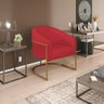 Poltrona Decorativa Sala de Estar Recepção Luiza Base de Ferro Dourado Suede Vermelho - ADJ Decor - 1
