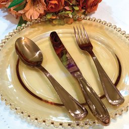 6 Pratos P/refeições Cristal Bolinhas Pearl Âmbar 28cm Wolff - 4
