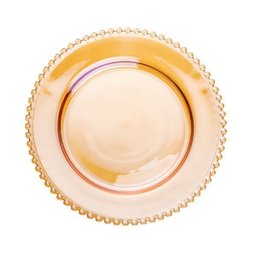 6 Pratos P/refeições Cristal Bolinhas Pearl Âmbar 28cm Wolff - 3