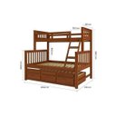 Ver imagem 3 de Treliche Cama Casal em Madeira Maciça com Cama Auxiliar e 3 Gavetas Castanho Claro