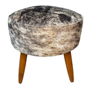 Ver imagem 5 de Banqueta Puff Redondo de Couro Legítimo com Pelo 40 X 40 Pés Removíveis