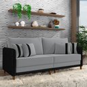 Ver imagem 1 de Sofá Montecarlo 3 Lugares 252cm Veludo/pu Cinza/preto