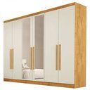 Ver imagem 2 de Guarda-Roupa Casal Oslo 6 Portas 6 Gavetas 100% Mdf com Espelho Peroba/Off White - Mademarques