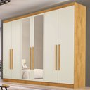 Ver imagem 1 de Guarda-Roupa Casal Oslo 6 Portas 6 Gavetas 100% Mdf com Espelho Peroba/Off White - Mademarques