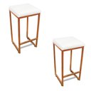 Ver imagem 1 de Banqueta Alta para Cozinha Industrial Kit 2 Nick Bronze e Sintético branco D03 - D'Rossi