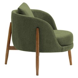 Poltrona Sala de Estar Austin Base Madeira Castanho Bouclé Verde - Nexta Casa - 7