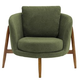 Poltrona Sala de Estar Austin Base Madeira Castanho Bouclé Verde - Nexta Casa - 6