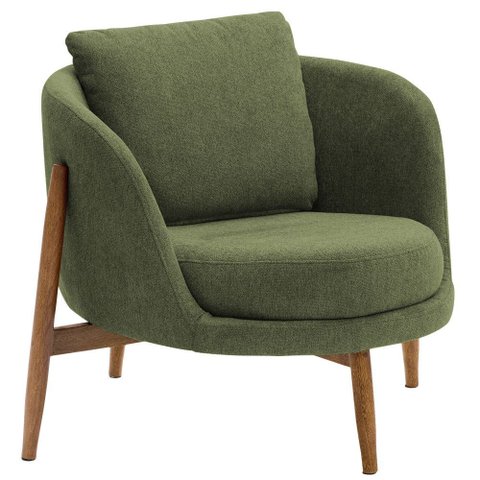 Poltrona Sala de Estar Austin Base Madeira Castanho Bouclé Verde - Nexta Casa