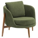 Ver imagem 1 de Poltrona Sala de Estar Austin Base Madeira Castanho Bouclé Verde - Nexta Casa