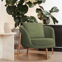 Ver imagem 2 de Poltrona Sala de Estar Austin Base Madeira Castanho Bouclé Verde - Nexta Casa