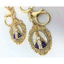 Ver imagem 3 de 4 Chaveiros Mosquetão Aparecida Manta Azul Strass Dourado