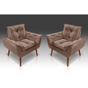Ver imagem 1 de Kit c/ 2 Poltronas Decorativa Opala Suede Capuccino- RV Decora