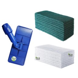 Suporte Lt Limpa Tudo Azulejo Piso 10 Fibras Brancas para Vidro + 10 Fibras Verde Multiuso para Piso - 1