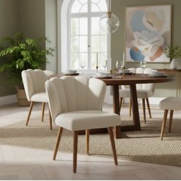 Kit Cadeira Pétala Sala de Estar, Salão Beleza, Luxo Conforto e Elegância - Suede- (bege) - Jrc Móve - 5