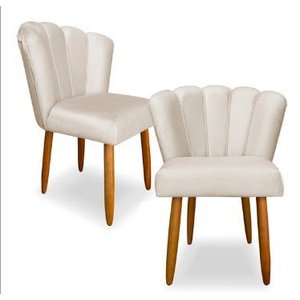 Kit Cadeira Pétala Sala de Estar, Salão Beleza, Luxo Conforto e Elegância - Suede- (bege) - Jrc Móve