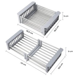Cesto Escorredor Inox Cuba Ajustável de Pia Extensível Cor Prata - Brinovar - 8