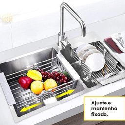 Cesto Escorredor Inox Cuba Ajustável de Pia Extensível Cor Prata - Brinovar - 6