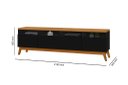 Ver imagem 2 de Rack ABS 2.18m Estilo Retrô Com Pés em Madeira e Puxadores em Couro Para TV Até 75'' Com Nichos Para