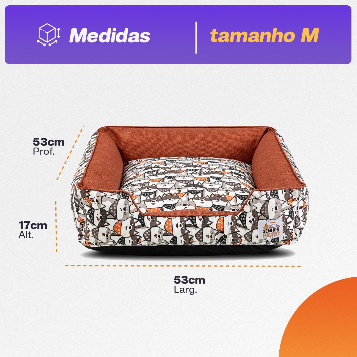 Cama de Cachorro Impermeável com Zíper Pandora 53x53 Bolt Capuccino - 9