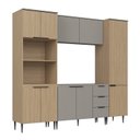Ver imagem 3 de Cozinha Completa Modulada 4 Peças com Paneleiro e Torre Quente Lavínia Marrom/Imperial/Fumê