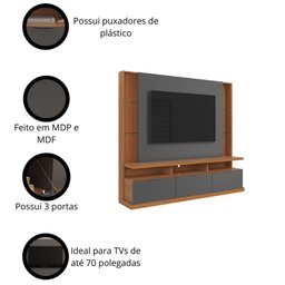 Estante Home Bilbao Lukaliam para Tv até 70" 3 Portas - 2