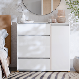 Cômoda Branco Brilho com Sapateira e Gaveteiro em Madeira - 1