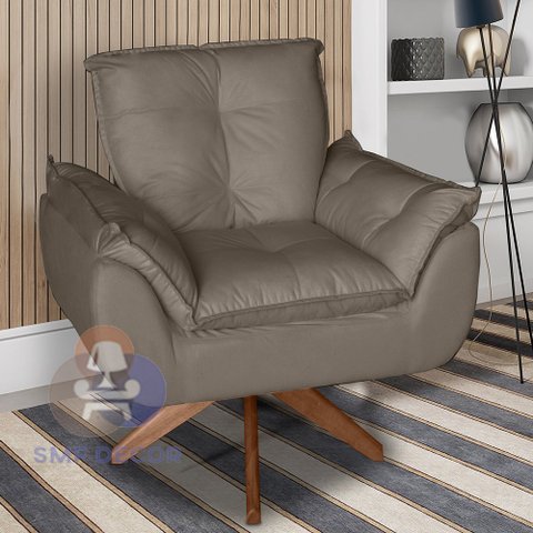 Poltrona/cadeira Decorativa Glamour Giratória Capuccino