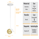 Ver imagem 4 de Lustre Pendente On Ly - Branco com Globo de Vidro Âmbar