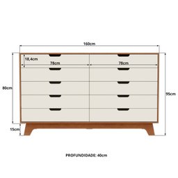 Cômoda Alice 10 Gavetas em 100% Mdf - 3