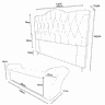 Conjunto Cabeceira Casal e Recamier Baú 140cm Calçadeira Banco Quarto Estofado:corino Cinza Claro - 4
