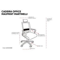 Cadeira para escritório Office giratória Maxprint Martinelli Preta com ajuste de altura - 9