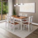 Ver imagem 1 de Conjunto Sala de Jantar com 6 Cadeiras Ripadas Madeira Maciça Mv Branco