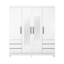 Ver imagem 2 de Guarda Roupa Casal Mônaco 4 Portas de Bater 6 Gavetas MDP com Espelho Branco Demóbile