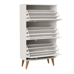Sapateira Branca Prateleira para Sapatos Armário Basculante para Quarto Closet e Hall de Entrada - 3