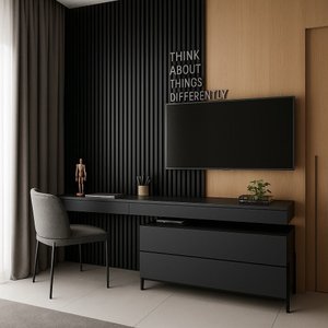 Painel Ripado Preto Fosco Und