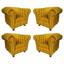 Ver imagem 1 de Kit 4 Poltronas Chesterfield Luiz Xv - Suede Amarelo / Decoração, recepção , barbearia, sala tv esta