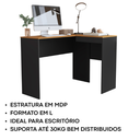 Ver imagem 4 de Escrivaninha em L Penteadeira Mesa de Canto para Quarto e Escritório - Jm3 Móveis:preto/nature