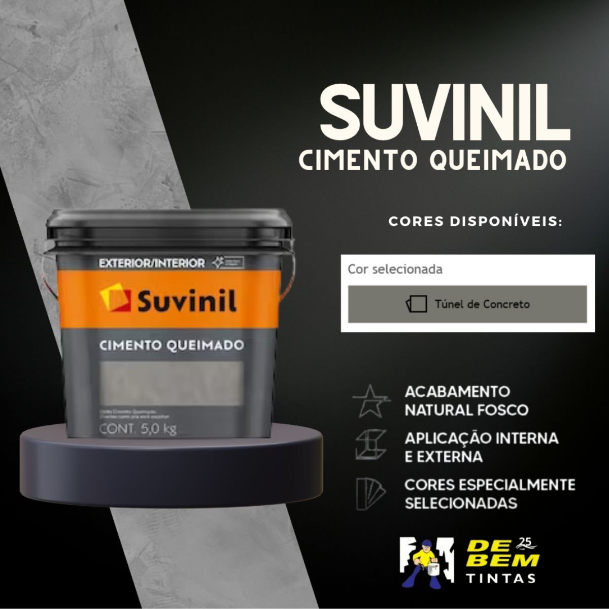 Cimento Queimado Túnel de Concreto 5kg | Suvinil Bases - 4