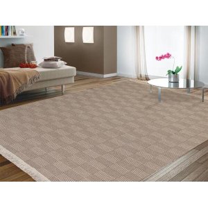 Tapete Grande Sala 100% Algodão 2M x 1,4M Atenas Bege/Cru